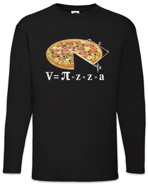 Urban Backwoods Langarmshirt V = Pizza I Langarm T-Shirt Lehrer Fun Teacher Professor Nerd Geek in Black für Herren