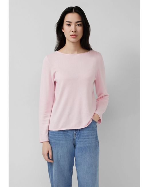 S.oliver Pink Longpullover Strickpullover Feinstrickpullover mit Rollkanten