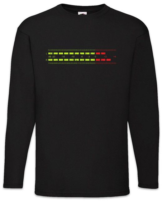 Urban Backwoods Langarmshirt DB Meter I Langarm T-Shirt Decibel Music Bass Retro Radio Cassette in Black für Herren