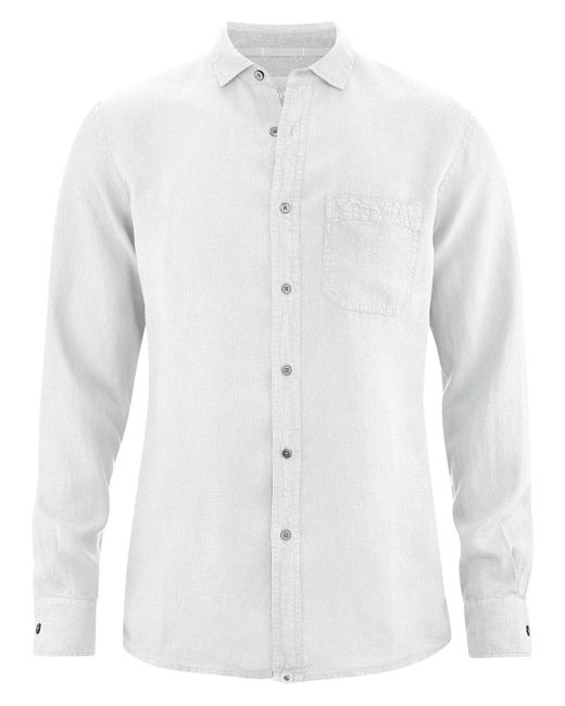 HempAge Langarmhemd 100% Hanfhemd in White für Herren