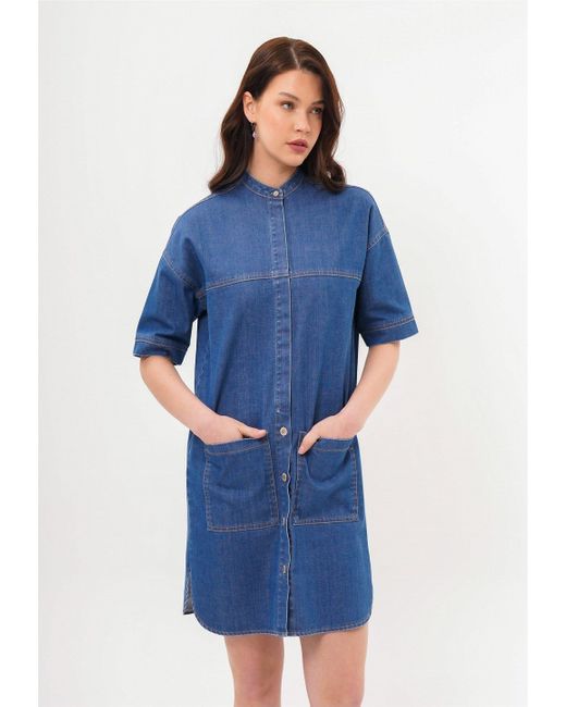 FRESHLIONS Blue Jeanskleid Josy mit durchgehender Knopfleiste