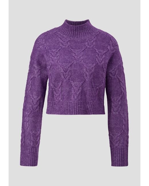 QS Purple Strickpullover Pullover aus Wollmix Logo
