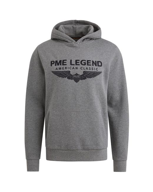 PME LEGEND Kapuzenpullover HOODED SOFT TERRY WITH LOGO aus Baumwollmix in Gray für Herren