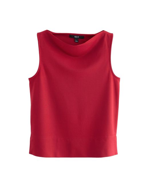 Next Red Shirttop Ärmelloses Oberteil mit Wasserfallausschnitt (1-tlg)