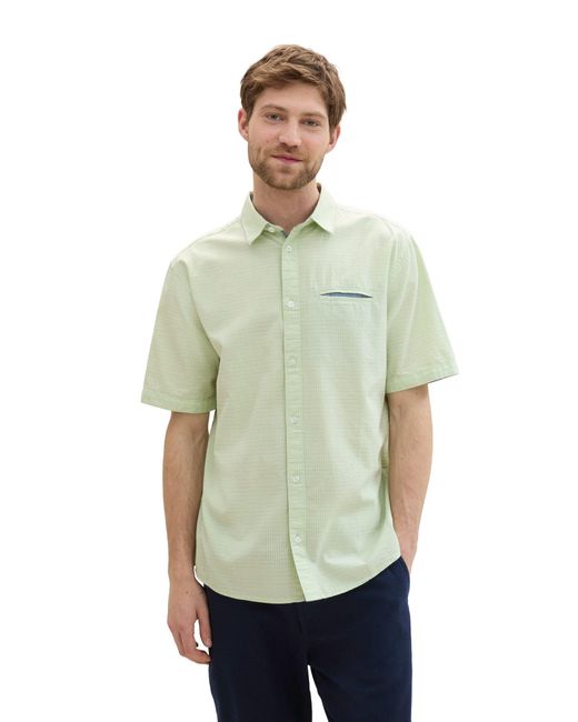 Tom Tailor Kurzarmshirt Kurzarmhemd mit Struktur in Green für Herren