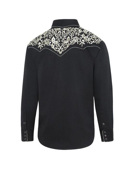 Stars & Stripes Langarmhemd Henry Westernhemd bestickt in Black für Herren