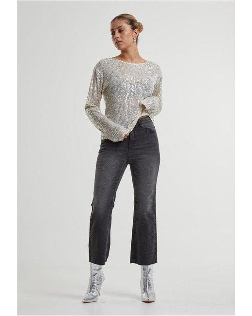 Urban Classics Gray Ladies Sequins Longsleeve