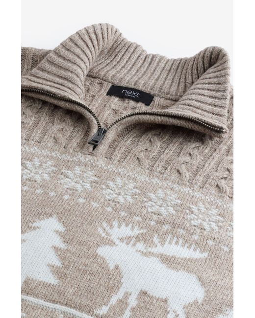 Next Regular Fit Weihnachts-Troyer (1-tlg) in Natural für Herren