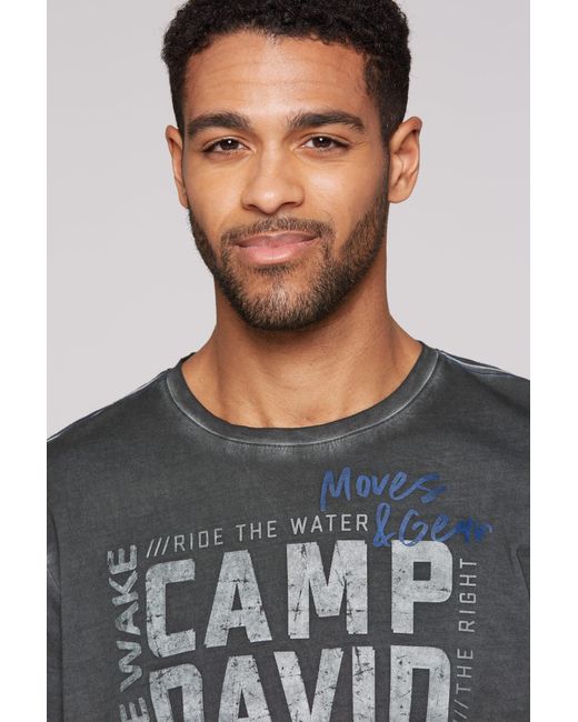 Camp David Rundhalsshirt aus Baumwolle in Gray für Herren