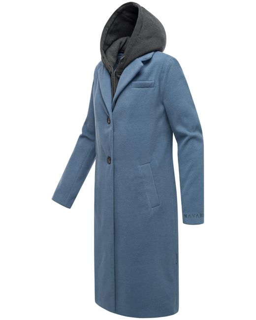 Navahoo Blue Langmantel Kekstraum 14 Mantel in Woll-Optik mit herausnehmbarem Sweat-Einsatz