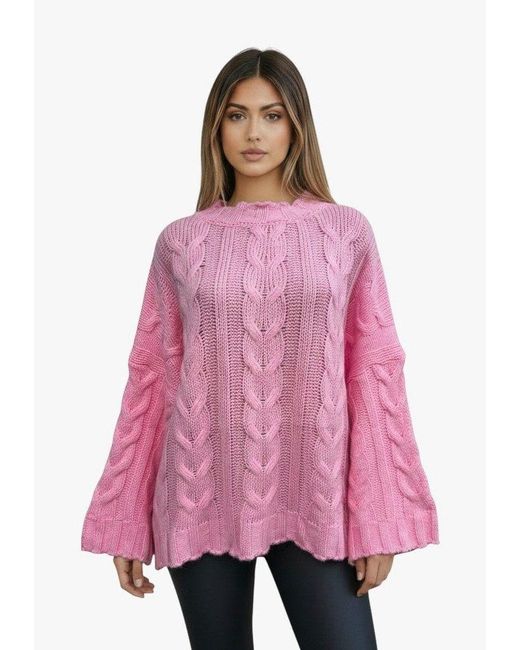 Worldclassca Pink Longpullover Strickpulllover Oversize)