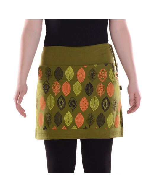 Vishes Green Minirock Mini-Rock Baumwolle Dschungel-Print elastischer Bund