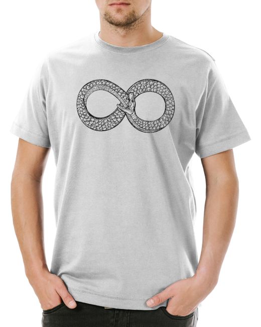 Urban Backwoods Print- Ouroboros Infinity T-Shirt Uroboros Schlange Ancient Myths in Gray für Herren