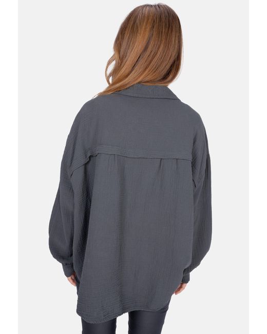 Seasons of April Blue Oversized Musselinbluse Sasha