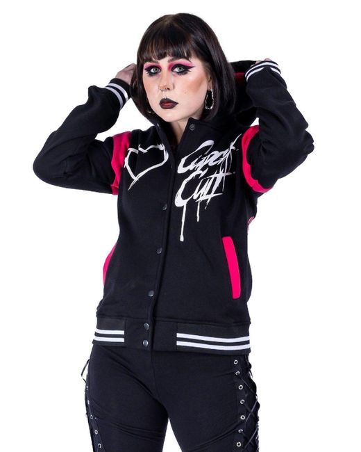 Cupcake Cult Kapuzensweatshirt Kapuzenjacke Sad But Cute Varsity Teddy Punk College Jacke in Blue für Herren