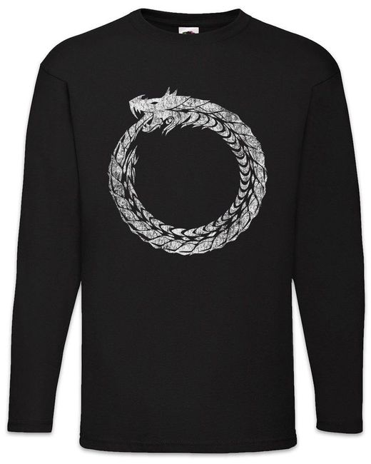 Urban Backwoods Langarmshirt Ouroboros Langarm T-Shirt Uroboros Schlange Ancient Myths Mythologie in Black für Herren