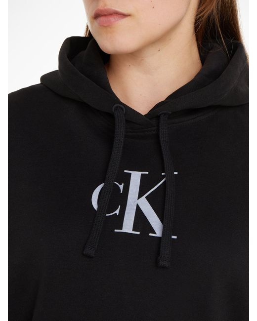 Calvin Klein Black Kapuzensweatshirt SATIN CK HOODIE mit Logomarkenlabel