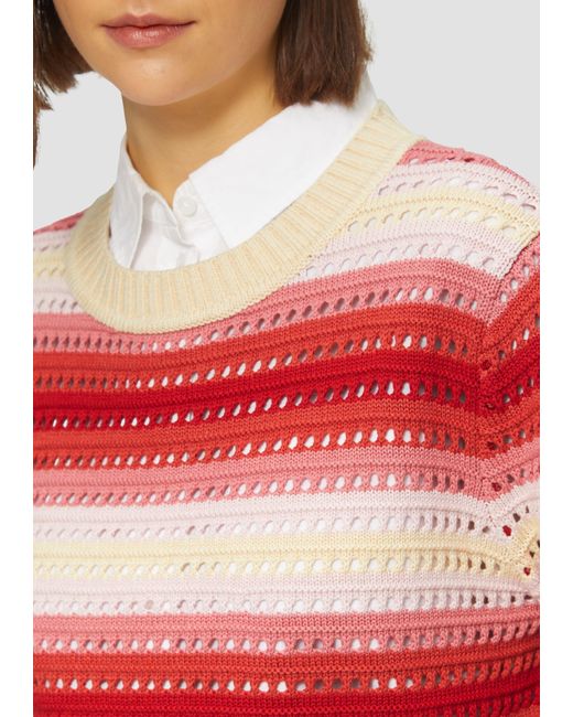 S.oliver Red Strickpullover Ajour-Pullover aus Baumwollmix