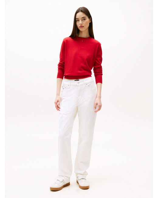 Tommy Hilfiger Red Strickpullover TJW ESSENTIAL CREW SWEATER EXT