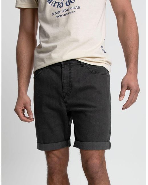 Threadbare Shorts in tollem Jeans-Look in Black für Herren
