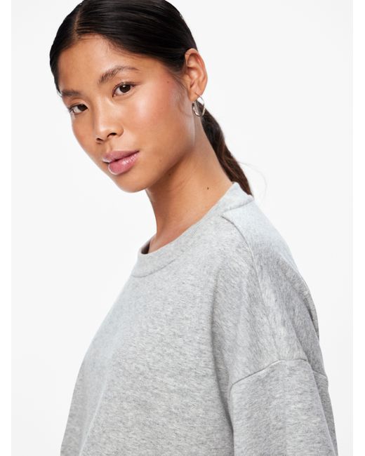 Pieces Gray Sweatshirt PCCHILLI SUMMER 2/4 LOOSE SWEAT NOOS BC