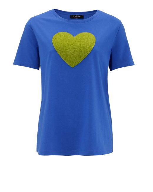 Aniston CASUAL Blue T-Shirt mi Herz-Applikation aus strukturiertem Frottee