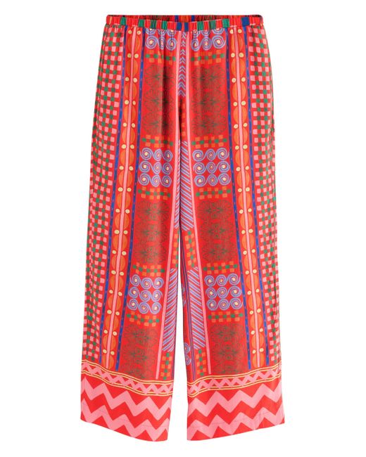 Next Red Palazzohose Hose mit weitem Bein und Leinenanteil, Kurzgröße (1-tlg)