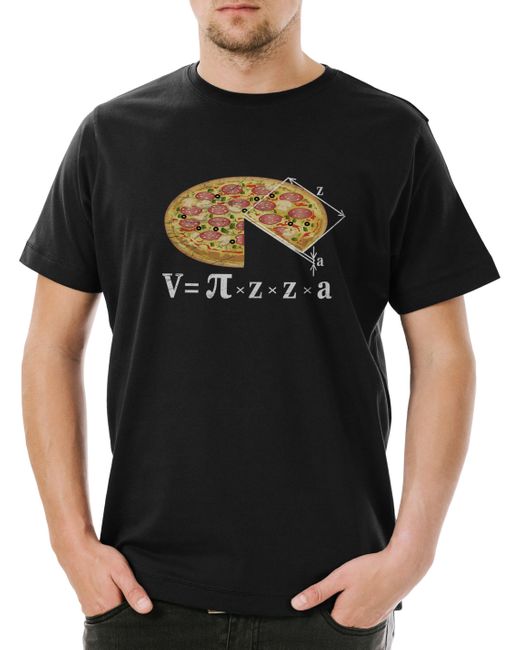 Urban Backwoods Print-Shirt V = Pizza I T-Shirt Lehrer Fun Teacher Professor Nerd Geek in Black für Herren