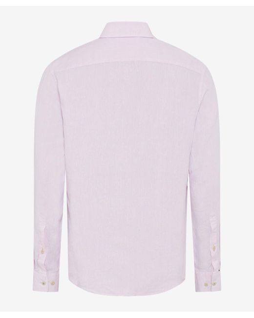 Brax Langarmhemd Style Dirk U (41-3508) Leinenhemd in Pink für Herren