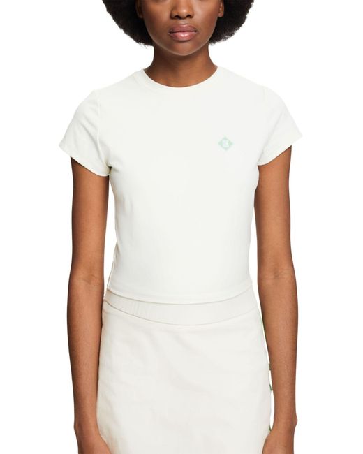 Esprit White Logo-T-Shirt in Cropped-Länge (1-tlg)