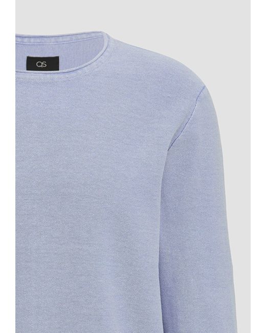 QS Gewaschener Strickpullover mit Rollkante Waschung in Blue für Herren