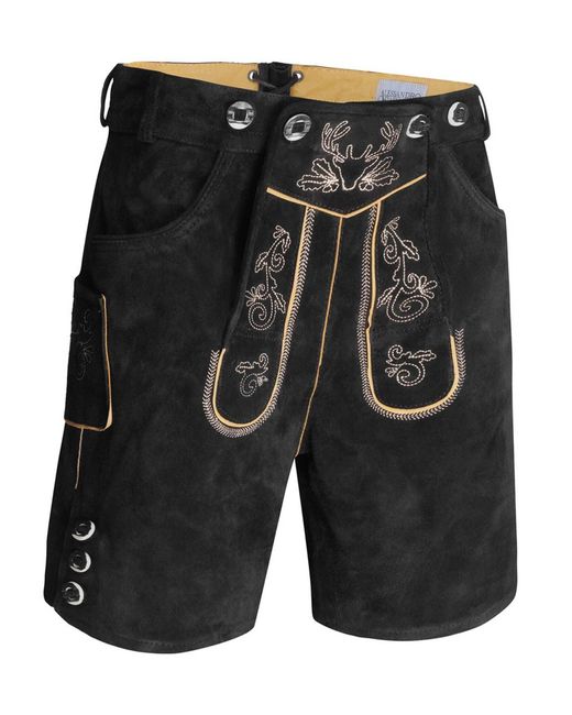 Alessandro Salvarini Trachtenlederhose ASLederiio Aus echtem Leder inkl. Träger in Black für Herren