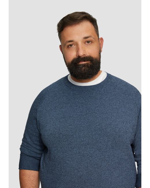 S.oliver Strickpullover mit Rippbündchen Rippblende in Blue für Herren
