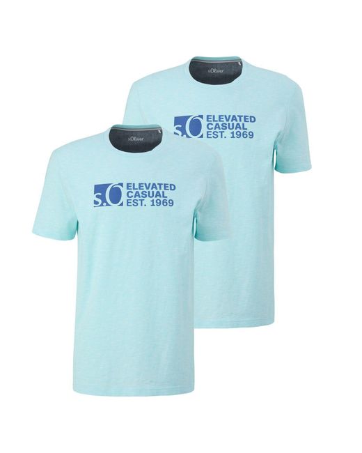 S.oliver Blue T-Shirt Basic (2-tlg) Rundhals, kurzarm, Aufdruck, 2er Pack