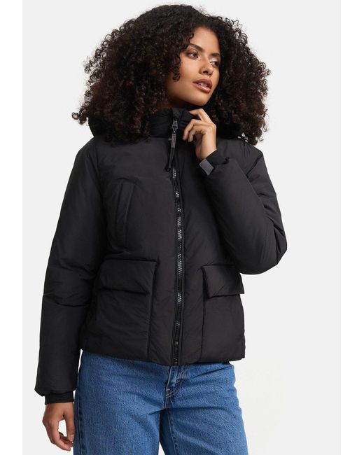 Marikoo Black Winterjacke Morinaa mit großer Kapuze