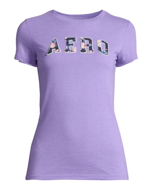 Aéropostale Purple T-Shirt (1-tlg) Plain/ohne Details