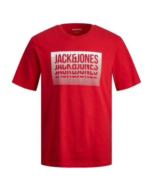 Jack & Jones T-Shirt JJFLINT TEE SS CREW NECK in Red für Herren