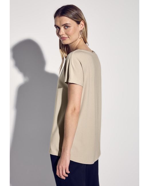 Street One Natural T-Shirt mit U-Boot-Ausschnitt