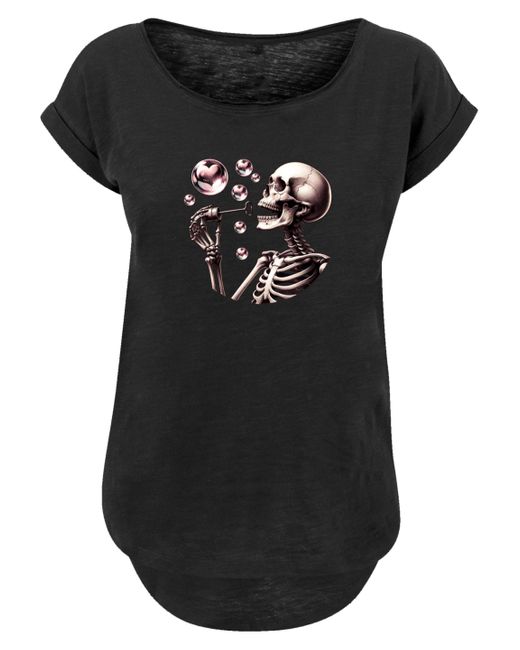 F4NT4STIC Black Shirt Niedliches Goth Skelett Herz Seifenblasen Premium Qualität