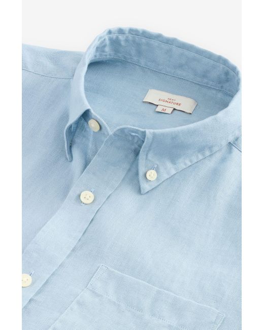 Next Signature Langarmhemd aus 100 % Leinen (1-tlg) in Blue für Herren