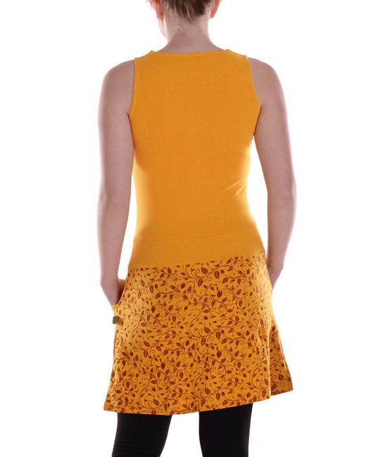 Vishes Orange Sommerkleid Midi-Kleid Baumwolle Blumen-Muster Wasserfall-Ausschnitt Alternative Bekleidung