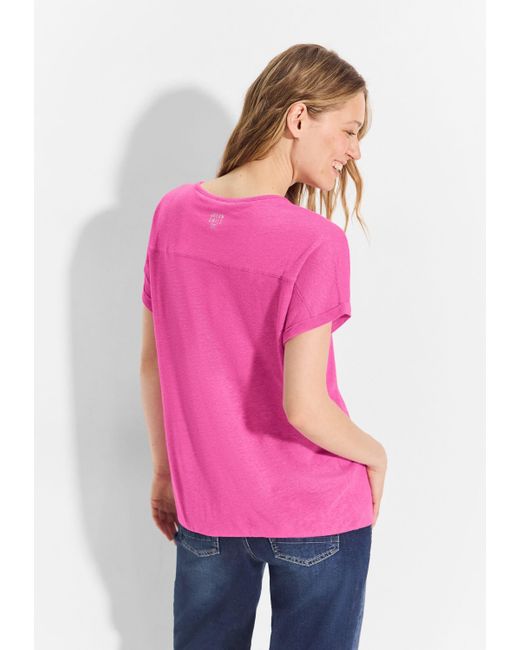 Cecil Pink T-Shirt mit V-Ausschnitt