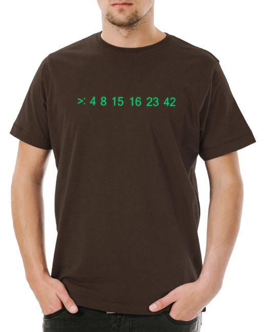 Urban Backwoods Print- Lost Code T-Shirt number Numbers Nummer 4 8 15 16 23 42 Lotto in Black für Herren