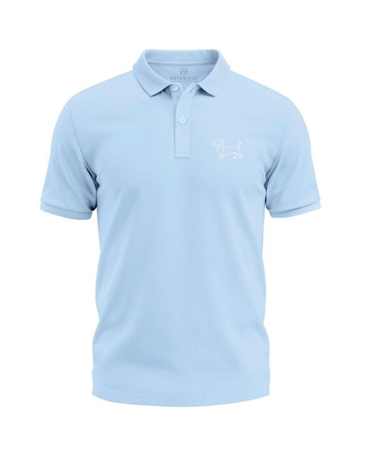 Neverless Poloshirt Dackel – Kurzarm Polohemd aus Baumwolle – mit Print in Blue für Herren