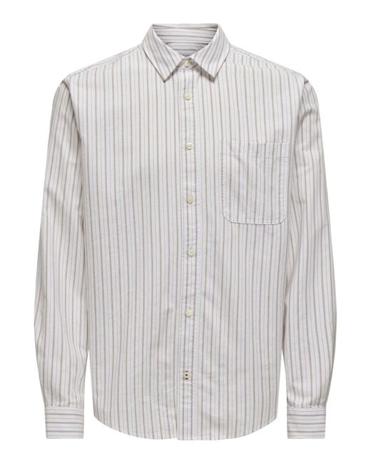 Only & Sons Langarmhemd ONSDrake (1-tlg) in White für Herren