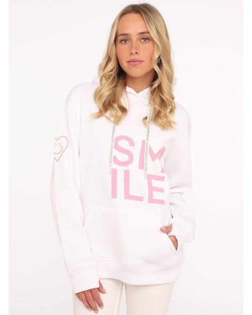 Zwillingsherz White Hoodie "Alissa" mit SMILE Print