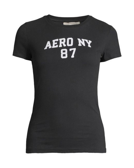 Aéropostale Black T-Shirt AUG AERO NY 87 (1-tlg) Plain/ohne Details