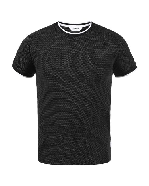 Solid Rundhalsshirt SDSaul Kurzarmshirt mit All-Over Print in Black für Herren