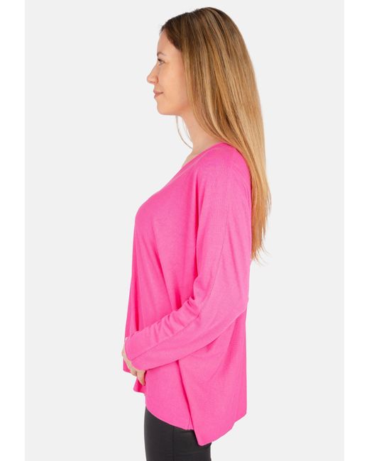 Seasons of April Pink Langarmshirt Maya Bequemes Oberteil mit V-Ausschnitt, Langärmelig