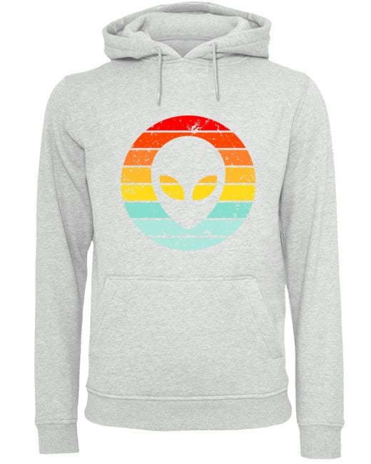 F4NT4STIC Kapuzenpullover Alien Retro Sonnenuntergang Premium Qualität in Gray für Herren